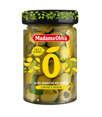 Консервированные оливки Madama Oliva без косточек с лимоном и мятой